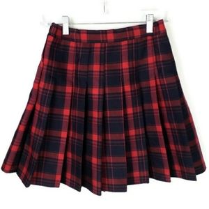 Sangtree Red Blue Plaid Pleated School Girl Skirt with Under Shorts Large NWT
